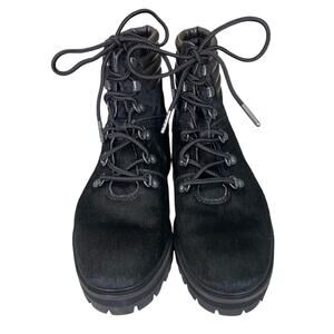 Timberland Women's Lace Up Pony Hair Lug Sole Boots Black Size 7.5 Medium